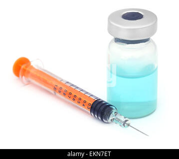 Vial with syringe over white background Stock Photo
