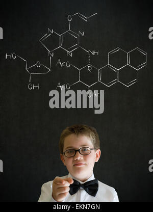Education needs you thinking boy business man with science chemistry formula Stock Photo