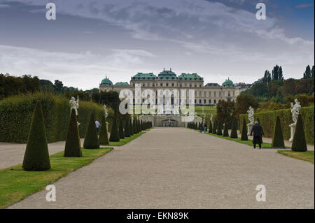 The Belvedere Palace with its vast landscape garden and water fountain, Vienna, Austria. Stock Photo
