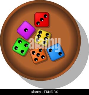 Playing dices in a cup Stock Vector