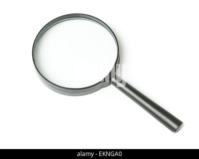 Black Magnifying glass isolated on white Stock Photo