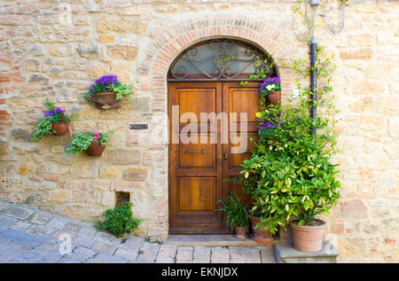 lovely tuscan doors, Volterra, Italy Stock Photo