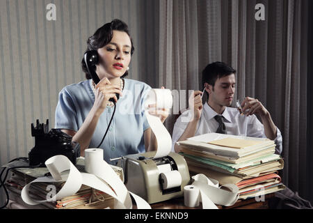 Accountant secretary retro woman vintage office Stock Photo