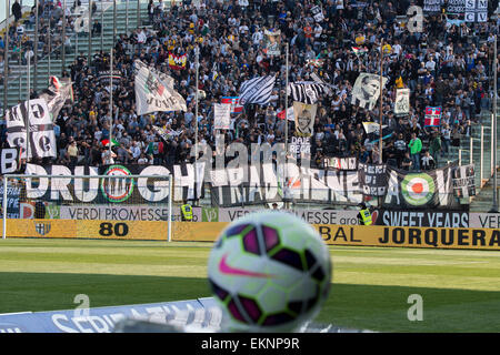 Parma, Italy. 11th Apr, 2015. Parma, Italy. 11th April, 2015. Juventus fans Football/Soccer : Italian 'Serie A' match between Parma FC 1-0 Juventus at Stadio Ennio Tardini in Parma, Italy . Credit:  Aflo Co. Ltd./Alamy Live News Stock Photo