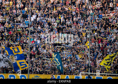 Parma, Italy. 11th Apr, 2015. Parma, Italy. 11th April, 2015. Parma fans Football/Soccer : Italian 'Serie A' match between Parma FC 1-0 Juventus at Stadio Ennio Tardini in Parma, Italy . Credit:  Aflo Co. Ltd./Alamy Live News Stock Photo