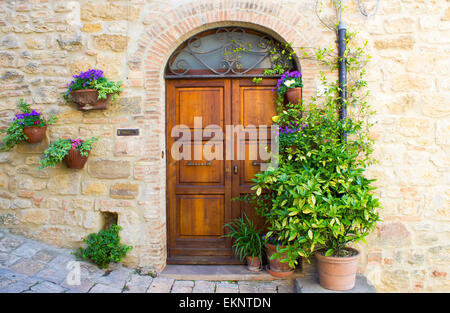 lovely tuscan doors, Volterra, Italy Stock Photo