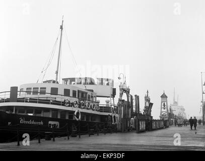 Unemployed and views of Liverpool, 30th November 1962. Mersey Ferry 'Woodchurch' in dock. Stock Photo