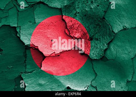 Bangladesh flag painted on the cracked grunge concrete wall Stock Photo ...