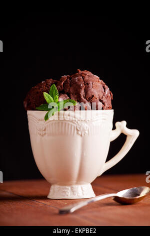 Close up of a cup of tasty chocolate ice cream Stock Photo