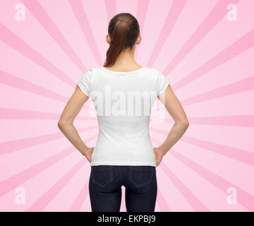 woman in blank white t-shirt Stock Photo