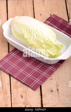 Cabbage chopped in glass bowl Stock Photo