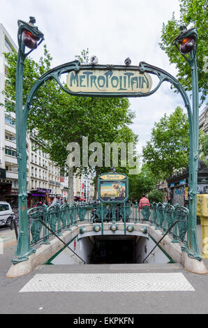 Entrance to the Paris subway at Blanche station Stock Photo