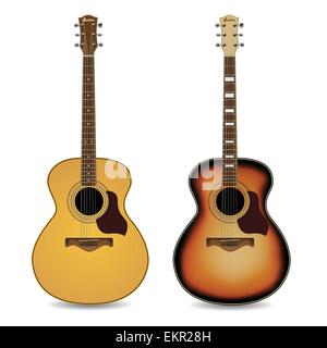 Acoustic guitars isolated on  white background. Vector illustration Stock Vector