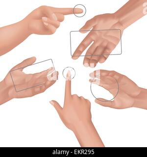 Human hands collection. Different hands, gestures. Vector illustration Stock Vector