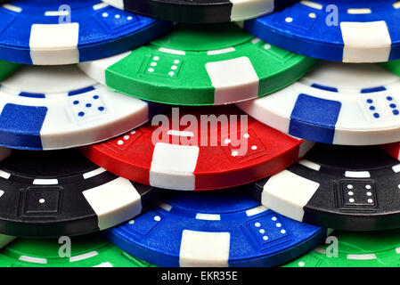 poker chips background, close up Stock Photo