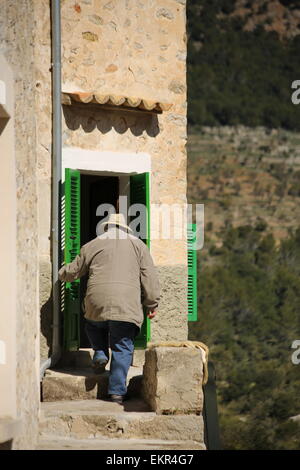 Elderly villager old man Majorca mallorca village. Orient village Stock Photo