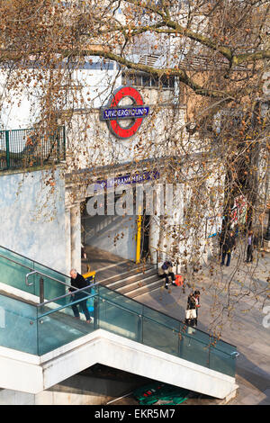 Exterior entrance to Embankment Underground station in London Stock Photo