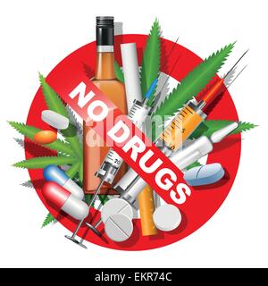 No drugs, smoking and alcohol sign. Vector illustration Stock Vector