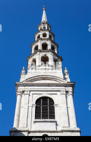 The famous spire of St. Brides Church in Fleet Street, London.  The spire is said to be the inspiration for the now traditional Stock Photo