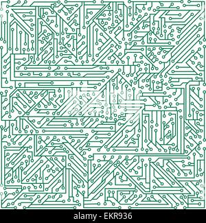 Green structure of a microcircuit on a white background Stock Vector