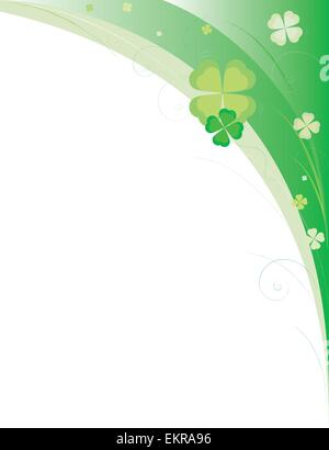 Green framework with leaves of clover and waves Stock Vector