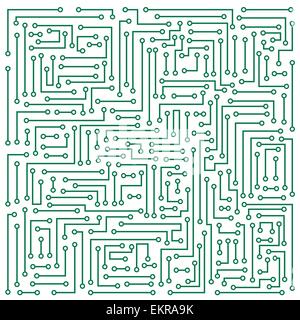 Abstraction representing white electronic microcircuit on darkly green background Stock Vector