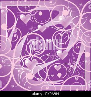 Pink romantic framework with hearts and curls Stock Vector
