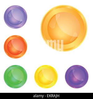 Smooth glass web buttons of different colour. EPS10 Stock Vector