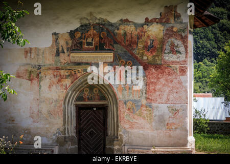 Patrauti Monastery - one of the many painted monasteries in Bucovina, Romania (fresco detail) Stock Photo