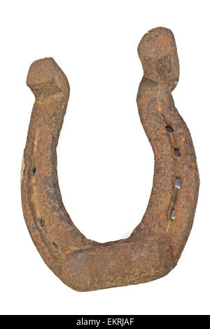Old rusty horseshoe isolated on white Stock Photo