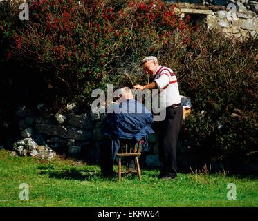 Lettermullan, Gorumna Island, Co Galway, Ireland, Local Barber Shop Stock Photo