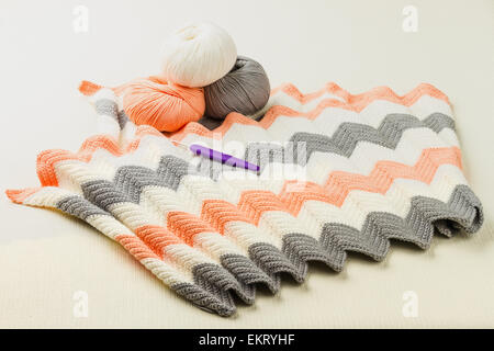 rolls of soft knitting yarn, knitting, ‪knitprowave on white background Stock Photo