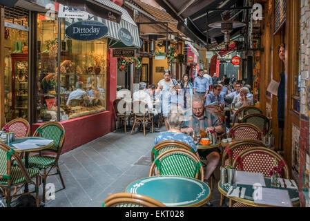 Melbourne city's Block Place café and shopping mall attached to Block Arcade Stock Photo