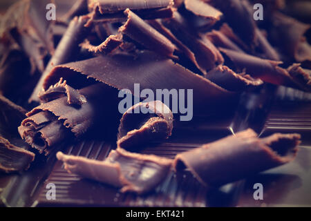 Dark chocolate shavings Stock Photo