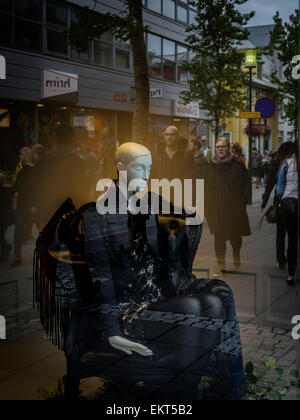 Mannequin in store front. Annual end of summer festival-Cultural Festival (Menningarnott),  Reykjavik, Iceland Stock Photo