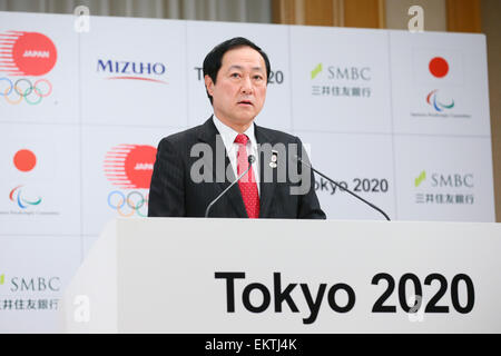 Tokyo, Japan. 14th Apr, 2015. Yasuhiro Sato, APRIL 14, 2015 : Mizuho and Sumitomo Mitsui Financial Group has Press conference in Tokyo. Mizuho and Sumitomo Mitsui Financial Group announced that it has entered into a partnership agreement with the Tokyo Organising Committee of the Olympic and Paralympic Games. With this agreement, Mizuho and Sumitomo Mitsui Financial Group becomes the gold partner. © YUTAKA/AFLO SPORT/Alamy Live News Credit:  Aflo Co. Ltd./Alamy Live News Stock Photo