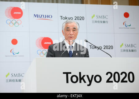 Tokyo, Japan. 14th Apr, 2015. Tsuyoshi Aoki, APRIL 14, 2015 : Mizuho and Sumitomo Mitsui Financial Group has Press conference in Tokyo. Mizuho and Sumitomo Mitsui Financial Group announced that it has entered into a partnership agreement with the Tokyo Organising Committee of the Olympic and Paralympic Games. With this agreement, Mizuho and Sumitomo Mitsui Financial Group becomes the gold partner. © YUTAKA/AFLO SPORT/Alamy Live News Credit:  Aflo Co. Ltd./Alamy Live News Stock Photo