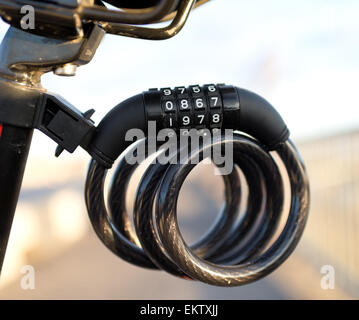 close up shot of bicycle  lock Stock Photo