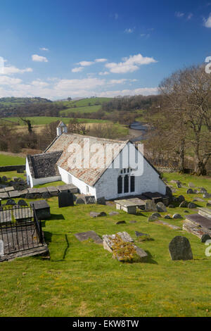 Llangar Old Parish Church dedicated to All Saints above River Dee Near Corwen Denbighshire North East Wales UK Stock Photo