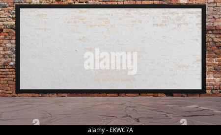 Street scene with Red brick wall and empty billboard Stock Photo