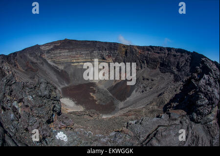 Inside the crater of the Piton de la Fournaise, a shield volcano on the eastern side of Réunion Island in the Indian Ocean. Stock Photo