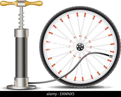 Air pump with bicycle wheel Stock Vector