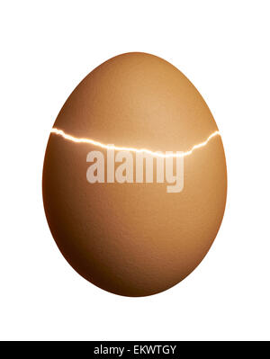 broken brown egg isolated on white background Stock Photo