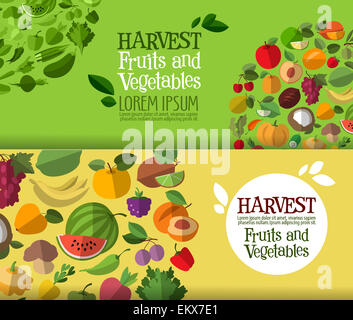 fruits and vegetables vector logo design template. fresh food or harvest icon. Stock Photo