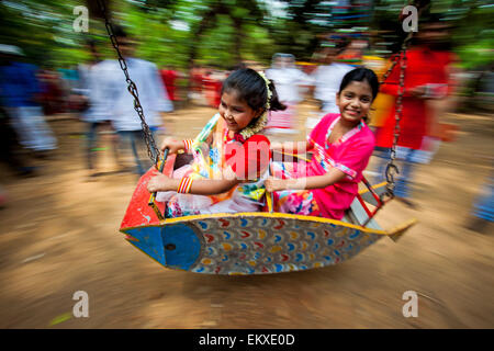 Dhaka, Bangladesh. 14th Apr, 2015. Bangladeshi children celebrate the Bengali New Year 1422. Thousands have turned out on the streets, parks and open spaces since morning, as the day is a public holiday. © K M Asad/ZUMA Wire/ZUMAPRESS.com/Alamy Live News Stock Photo