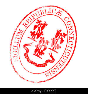 The state seal of Connecticut as a rubber stamp over a white background Stock Photo