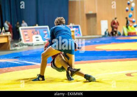 Orenburg Sambo Championship on the 75-th anniversary of Russian Sambo Federation. 17.11.2013, city of Orenburg, Southern Ural, Russia Stock Photo