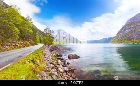 beautiful Norway fjord Eidfjord Stock Photo