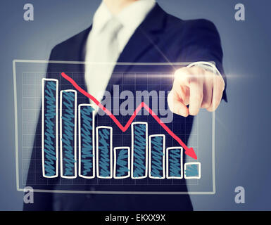 businessman hand with chart on virtual screen Stock Photo