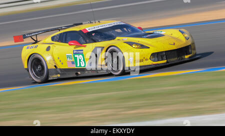 LE MANS, FRANCE - JUNE 15, 2014: Corvette C7.R (#73 , LM GTE PRO) of team Corvette Racing (USA) Stock Photo